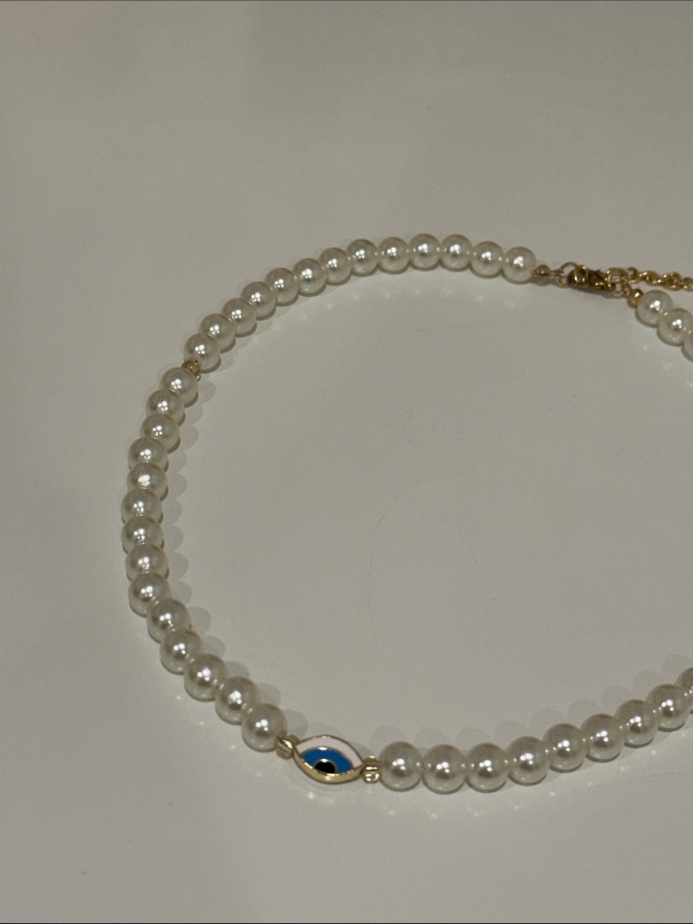Pearl Evil Eye Choker Necklace